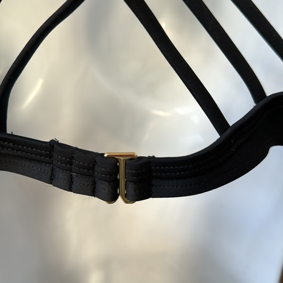 NEW with tags two piece full coverage black bikini high waist padded ruched side - Picture 4 of 7